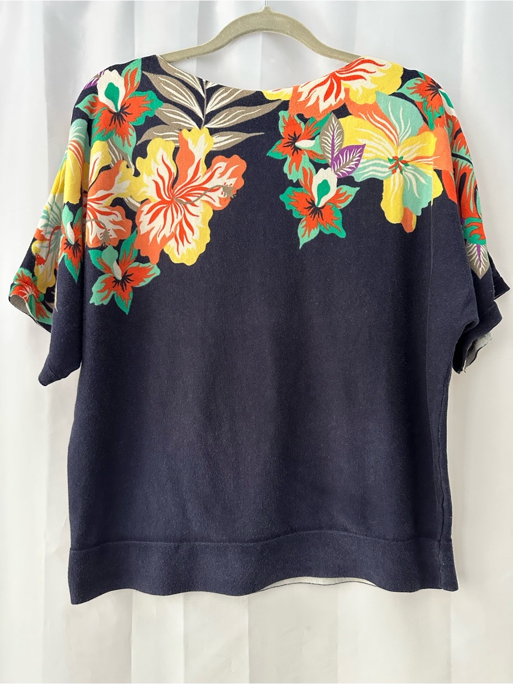 Talbots XL Navy Tropical Floral Lightweight Sweater